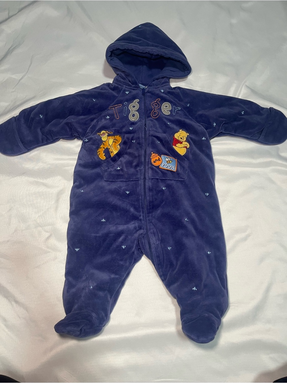 Vintage Y2K Disney Winnie The Pooh Tigger Snowsuit Baby 6-9M Full Zip Hooded